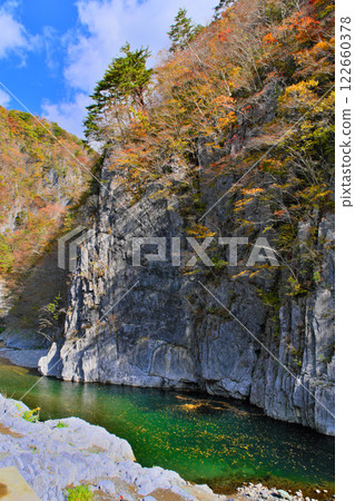 岩手縣久慈川溪流懸崖和秋葉 岩手縣久慈川溪流懸崖和秋葉 122660378