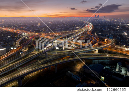 Aerial view of Kiyosu Junction and the sunrise 122660565