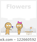 Boy gives flowers to a girl at a party 122660592