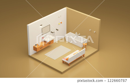 Bathroom Interior Isomertic. 3d Rendering 122660787