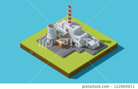 Nuclear Station Isometric. 3D Rendering Nuclear Station Isometric. 3D Rendering 122660811