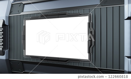 Futuristic Metallic Screen Mock up. 3D Rendering 122660818