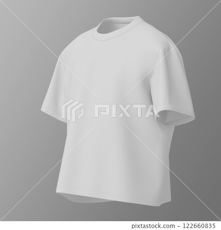 White T-shirt on Gray Background Mock up. 3D Rendering 122660835