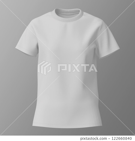 Female White T-shirt on Gray Background Mock up. 3D Rendering 122660840
