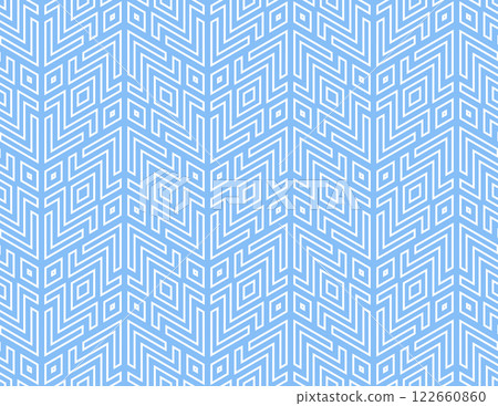 Abstract geometric pattern. A seamless vector background. White and blue ornament. Graphic modern pattern. Simple lattice graphic design Abstract geometric pattern. A seamless vector background. White and blue ornament. Graphic modern pattern. Simple lattice graphic design 122660860