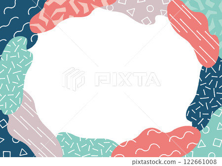 Trendy color frame with hand-drawn patterns 122661008