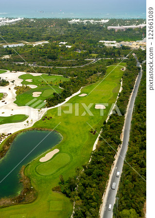 Elevevated view of golf course Elevevated view of golf course 122661089