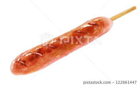 Illustration of a grilled frankfurter (plain) Illustration of a grilled frankfurter (plain) 122661447