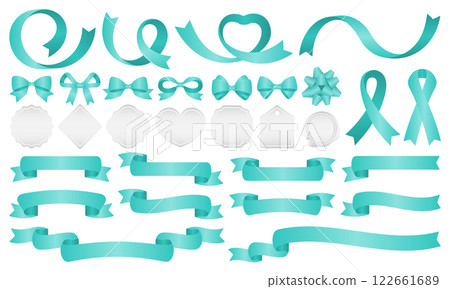 Ribbon and frame decoration gradation set (green/silver) 122661689