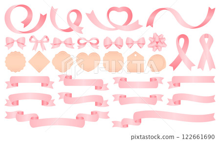 Ribbon and frame decoration gradation set (pink and pink gold) Ribbon and frame decoration gradation set (pink and pink gold) 122661690