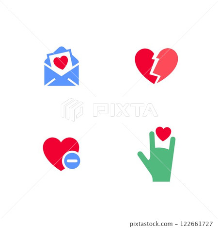Set icons or Valentines day symbols, holiday signs designed for celebration Set icons or Valentines day symbols, holiday signs designed for celebration 122661727