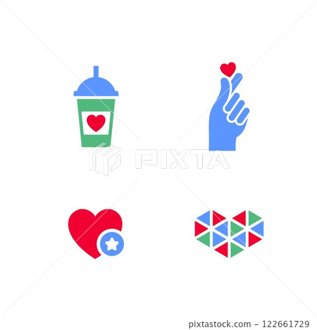 Set icons or Valentines day symbols, holiday signs designed for celebration 122661729
