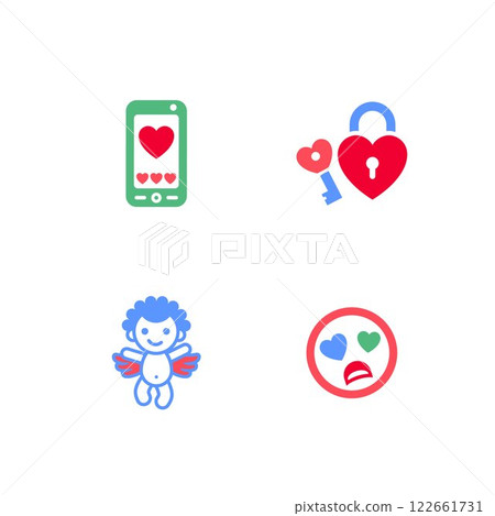 Set icons or Valentines day symbols, holiday signs designed for celebration 122661731