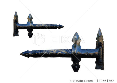 antique metal door lock with handle isolated on white background 122661762