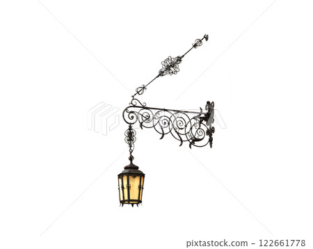 vintage wall street lamp isolated on white background vintage wall street lamp isolated on white background 122661778