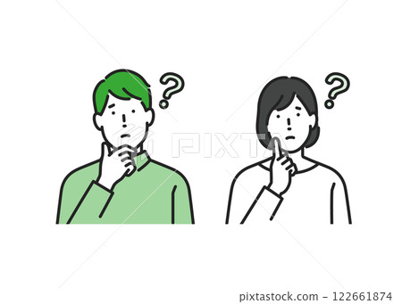 穿著休閒服的憂心忡忡的男人和女人的插圖 穿著休閒服的憂心忡忡的男人和女人的插圖 122661874