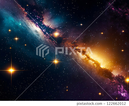 外層空間背景與美麗的星雲。 AI 生成影像。 122662012