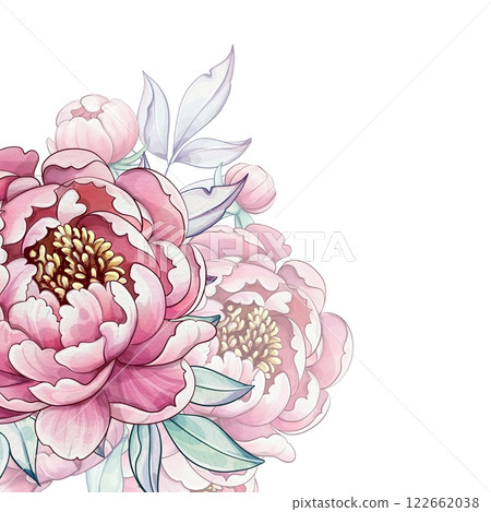 Delicate flowers bloom in watercolor, showcasing intricate petals and lush greenery, embodying the beauty of nature in soft, serene tones template, background Delicate flowers bloom in watercolor, showcasing intricate petals and lush greenery, embodying the beauty of nature in soft, serene tones template, background 122662038