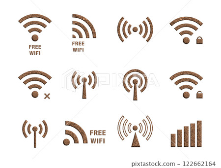 Cork pattern free Wi-Fi mark icon illustration (3D, 12 types) 122662164