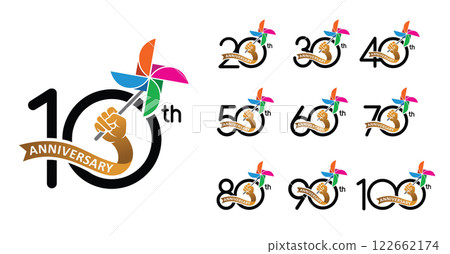 Set of anniversary paper pinwheel number Set of anniversary paper pinwheel number 122662174