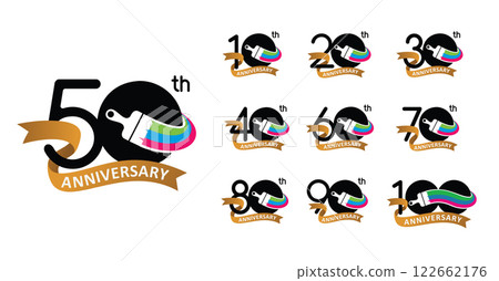 Set of anniversary modern paint number 122662176