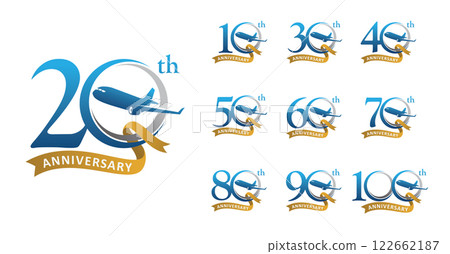 Set of anniversary design plane ribbon number 122662187