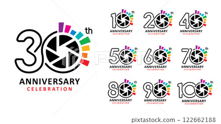 Set of anniversary design photography number 122662188