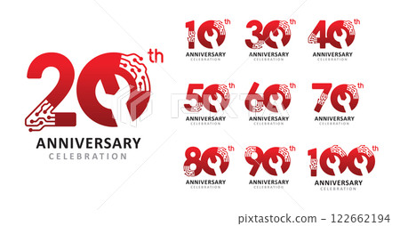 Set of anniversary design modern mechanic number 122662194
