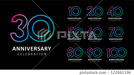 Set of anniversary design modern line number 122662196
