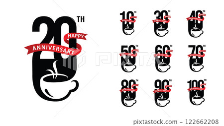 Set of anniversary coffee number Set of anniversary coffee number 122662208