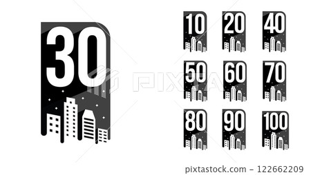 Set of anniversary city number Set of anniversary city number 122662209