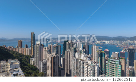 Panoramic Cityscape of Sai Wan Hong Kong with Skyscrapers 122662512