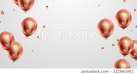 Beautiful banner illustration vector template, 3d golden balloon design background 122662861