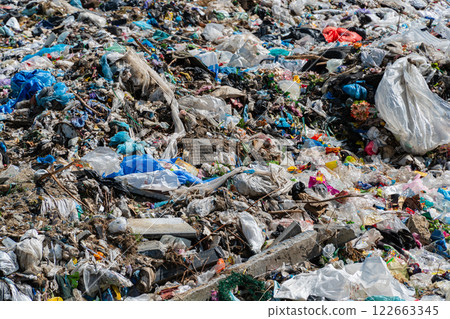 Landfill. Household waste. Garbage background 122663345