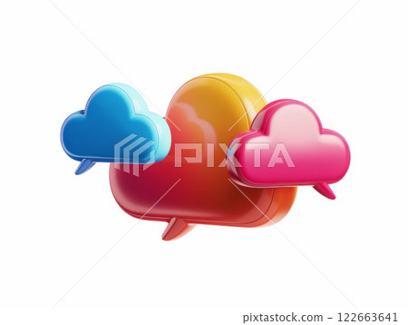 Cloud icon in 3D style isolated on a white background. 122663641