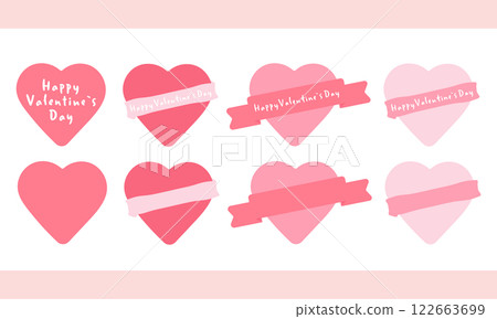 Valentine's Day heart ribbon illustration set 122663699