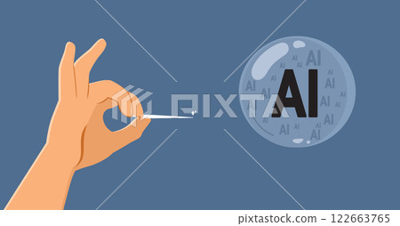 Male Hand Exploding Bubble With AI Text Vector Illustration Male Hand Exploding Bubble With AI Text Vector Illustration 122663765