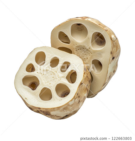 Chiba Lotus Root Slices with Crunchy Texture in a Studio Setting 122663803