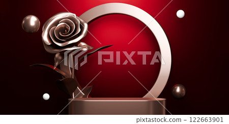 Red valentine style stand product podium display. 122663901