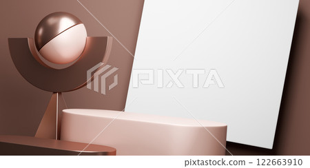 valentine white and chocolate style stand product podium display with blank backdrops. 122663910
