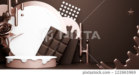valentine white and chocolate style stand product podium display with blank backdrops. 122663969