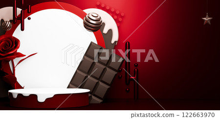 Red valentine style stand product podium display. 122663970