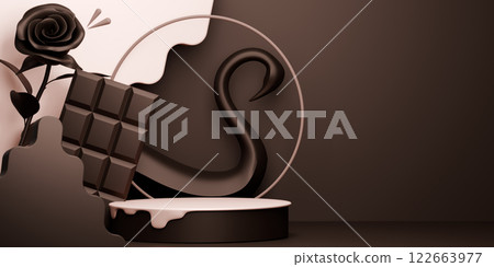 valentine white and chocolate style stand product podium display with blank backdrops. 122663977