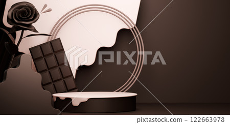 valentine white and chocolate style stand product podium display with blank backdrops. 122663978