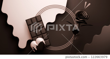 valentine white and chocolate style stand product podium display with blank backdrops. 122663979