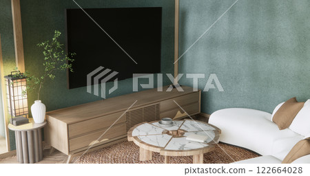 Green Modern room interior wabisabi style and sofa and decoration japanese. 122664028