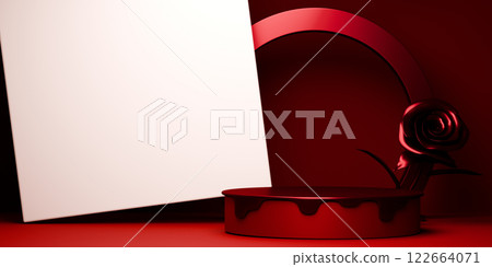 red valentine style stand product podium display with blank backdrops. 3d rendering red valentine style stand product podium display with blank backdrops. 3d rendering 122664071