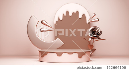 mosha style valentine style stand product podium display with blank backdrops. mosha style valentine style stand product podium display with blank backdrops. 122664106