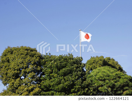 日本國旗在風中飄揚,今天是升國旗的特別日子嗎? 日本國旗在風中飄揚,今天是升國旗的特別日子嗎? 122664121