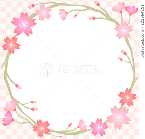 Sakura flower square vector circle frame 122664151